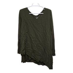 Chico’s Asymmetrical Tunic Top Olive Size 3 XL Rayon